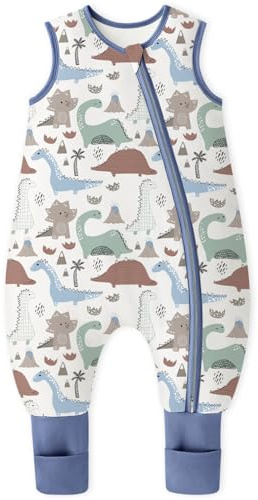 Yoofoss Gigoteuse à Pieds et Chaussettes pour Bébé 1.5 TOG Automne Printemps Coton Gigoteuse Super Doux Emmaillotage Sac de Couchage 70 cm pour Bébé Garçons Filles 6-18 Mois