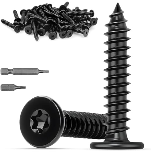 Mbsomnus 100 st torxskruvar M4 x 20 mm träskruvar torx rostfritt stål | Skruvar svart platt huvud, rostfria skruvar A2 V2A, tallriksskruvar, självgängande plåtskruvar, för trä, skåp