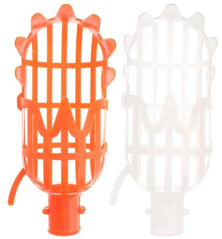 BESTonZON 2 pezzi Raccoglitore di Frutta con Cestino Resistente per Alberi Arancione e Bianco Piccola Attrezzo per Raccolta Facile di Arance Mango Jujube e Altri Frutti da Giardino