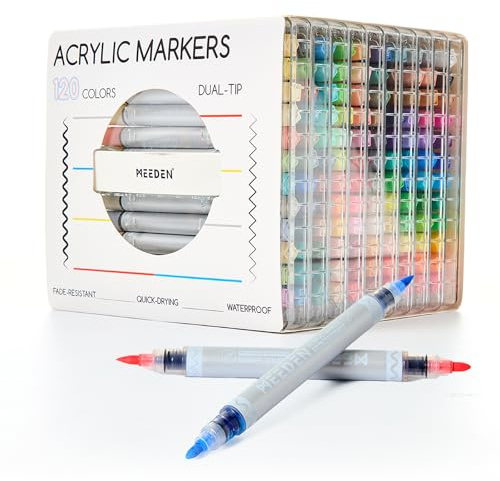 MEEDEN 120 Farben Acrylstifte: Feinspitze flexible Pinselspitze Acrylmarker