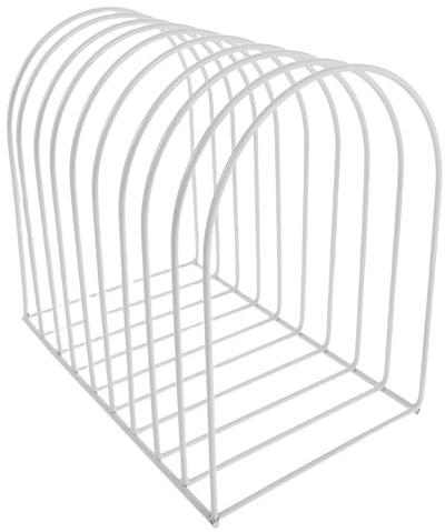 iplusmile Organisateur de Dossiers Vertical en Métal Blanc Grand Format Étagère de Bureau en Fil Métallique Semi-Circulaire Support Polyvalent pour Livres Classeurs et Documents Trieur
