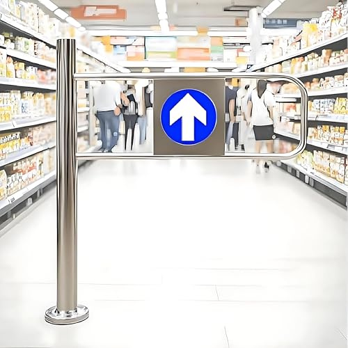 Puerta batiente automática unidireccional para puertas dobles, dispositivo de entrada/salida de acero inoxidable, ideal para acceso a tiendas/bibliotecas, bisagra izquierda - 60 x 100 cm