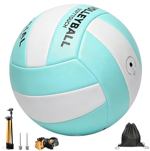 Mbuaopa Volleyball Official Size 5, Official Size 5 Volleyballs with Pump Needles, Soft Touch Volleyballs for Youth Adults, Beginners Training Lite Volleyball Indoor Outdoor Beach Gym Sports Halls