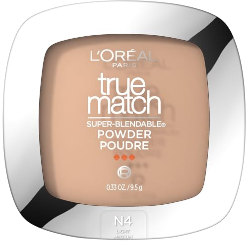 L'Oreal Paris True Match Super Blendable Oil Free Powder Foundation, N4 Light Medium, 0.33 oz, Packaging May Vary