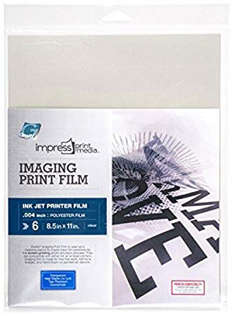 Grafix Impress Print Media Ink Jet Imaging Print Film - Transparent Printable Masking Stencil to Create Film Positives for Emulsion Screen Printing, Ink Jet Printers Only, Clear, 8.5 x 11”, Pack of 6