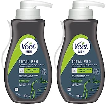 Veet Enthaarungscreme Sensitive 2er Pack für Männer für schnelle und effektive Haarentfernung in nur 5-10 Minuten Veet Men Haarentfernungscreme 2x400ml