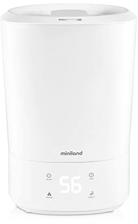 Miniland - Humitop Connect - Humidificador Ultrasónico de Llenado Superior com Gran Autonomía (35H), Luz de com Pañía, Aromaterapia y Control de Funciones Desde El Móvil O PC