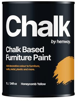 Hemway - Chalk Based Furniture Paint - Honeycomb Yellow 1 L | Chalky Matt Shabby Chic Finish for Interior & Exterior Home Decor | Quick Dry & All-in-one