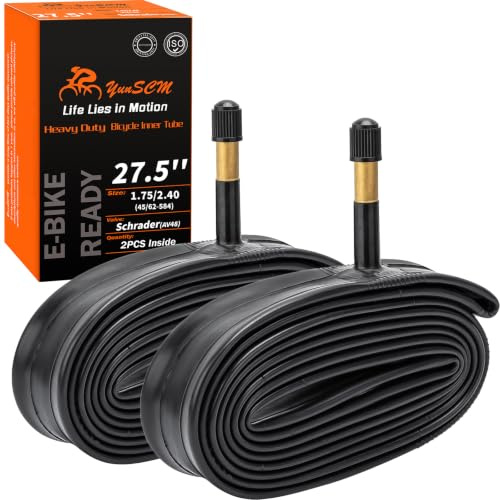 YunSCM 2PCS 27.5 Heavy Duty Bike Tubes 27.5x1.75 27.5x1.95 27.5x2.10 27.5x2.25 27.5x2.35 27.5x2.40 45/62-584 AV48mm Schrader Valve Compatible with 27.5x1.75/1.95/2.10/2.25/2.35/2.40 Bike Tyre