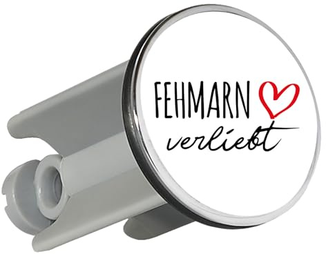Huuraa Waschbeckenstöpsel Fehmarn verliebt 4cm höhenverstellbar Abflussstopfen Geschenkidee