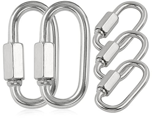 Masendelk M4 Vite Catena Link, 5pcs D Forma Blocco Catena Rapida, Collegamenti Rapidi In Acciaio Inossidabile, Clip Zaino, Capacità 300LB