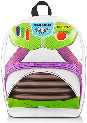 Disney Buzz Lightyear Mini-Rucksack für Damen – 25,4 cm Canvas Toy Story Rucksack mit Fronttasche plus Lesezeichen | Buzz Lightyear Rucksack Geldbörse Bundle, Buzz Lightyear Rucksack Geldbörse, Buzz