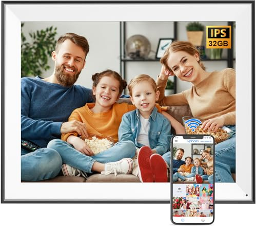 17 Digital Picture Frame Large-WiFi-Photo-Frame - 1280 * 960 FHD Touchscreen Display, 32GB Electronic Frame, Wall Mounted, Load Photos and Videos from Phone via App Email, Free Cloud, Gifts for Mom