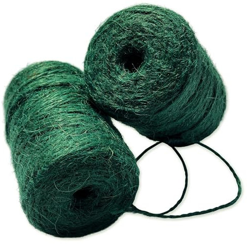 GBW Jute Twine 100% Natural - 150m (500ft) Total Length - Premium Quality Strong & Reusable - 2Ply 2mm Rustic Garden String - Gardening, DIY, Arts & Crafts - GBW Grass Seed - 100% Refund (Green)