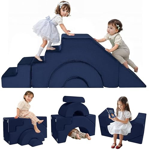 MeMoreCool Sofa aus Schaumstoff, Ausklappbares Kinderzimmermöbel mit Sitz- und Liegefunktion, Weiches Mini Sofa mit abnehmbarem Bezug