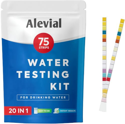 20 in 1 Drinking Water Testing Kit 75 Strips Home Test for Tap Water Quality, Detects Lead pH Hardness Chlorine Iron Fluoride and More, Tester for Drink Water, Pool, Aquarium, Hot Tub by Alevial