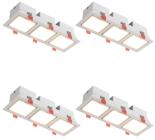 Luminaire encastré à LED à 3 têtes, 9,7 Pouces, Finition Blanche, Angle réglable, 2 350 lumens, IRC 90+, 3 CCT sélectionnables 3 000 K, 4 100 K, 6 000 K