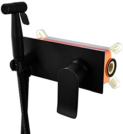 WDSOPK Kit De Pulvérisation De Bidet À Main en Laiton, Pulvérisateur De Couches en Tissu Chaud Et Froid, Adapté À La Cuisine Et À La Salle De Bain, Pulvérisateur De Bidet Mural pour Toilettes, Noir