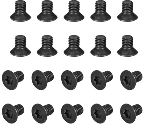 QUARKZMAN 20Pcs Vis Machine À Tête Plate M10-1.5x16mm Finition Oxyde Noir | Anti-Vol Torx, Acier Allié Grade 10.9, Entraînement Torx, Tête Fraisée, Filetage Complet