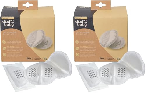Vital Baby Nurture Ultra Comfort Breast Pads - Disposable Nursing Breast Pads - Contoured, Soft, Ultra-Absorbent & Leak-Free - Universal Fit for Ultra Comfort – BPA, Phthalate & Latex Free - 56pk