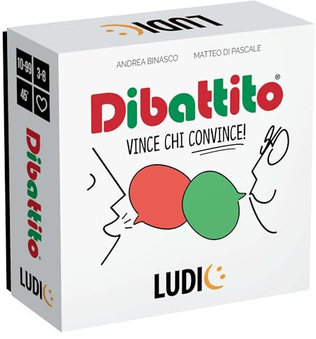 LUDIC - Dibattito - Vince Chi Convince - NUOVA VERSIONE| Sfide di Dialettica, Argomentazione e Pensiero Critico. Gioco di Società per Tutte le Età, Famiglie, Gruppi di Amici. Giochi da Tavolo 10+ Anni