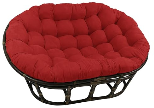Blazing Needles Solid Microsuede Double Papasan Chair Cushion, 48 x 6 x 65, Cardinal Red
