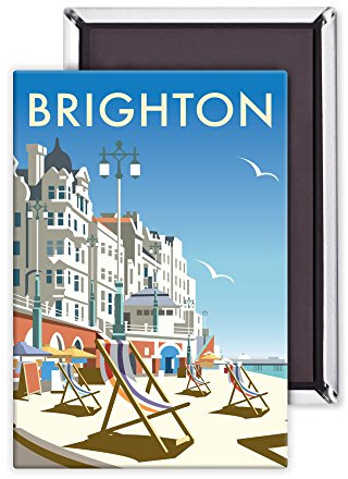 Brighton - 3x2 inch Fridge Magnet - large magnetic button
