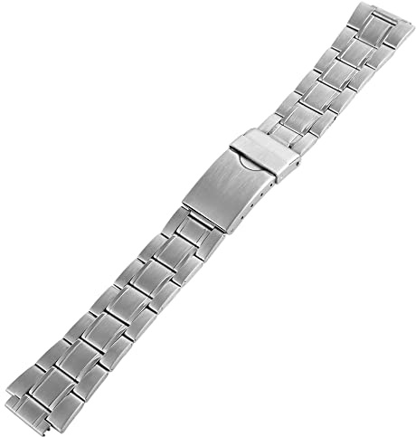 Anelli in acciaio inox orologio da polso bracciale orologio da polso cinturino per orologio da polso bracciale color argento con rilievo Liscia rp8122514055 e larghezza 14 mm, Lunghezza totale 18 cm