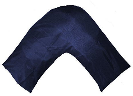 TAOSON Silky Soft Satin Soild Envelope Style V Shaped/Tri/Boomerang Pillow Cover Pillowcase Pillow Protector Cushion Cover Non Zippered Only Cover No Insert (Navy Blue/Dark Blue)