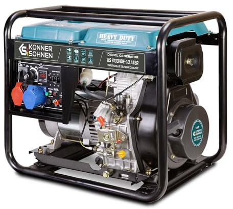 Könner & Söhnen KS 8100HDE-1/3 ATSR - 4-Takt Diesel Stromerzeuger 14PS mit Vorwärmer, Automatischer Spannungsregler, 6500/5300 Watt, 1x16A(400V)/1x32A(230V) für privaten und gewerblichen Gebrauch