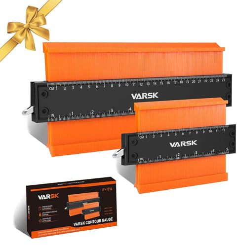 VARSK Contour Gauge Tool with Lock 5+10 Inch - Measuring Scribe Profile Tool, Birthday Gifts for Men Dad Him, Cool Gadgets Tools for Men DIY Handyman, Woodworking Tools for Measuring Flooring