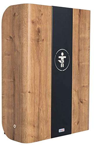 Timkid GmbH Hochklappbarer Wandwickeltisch aus Eiche-Holz mit Mittelteil aus Metall in Farbvarianten, Ausführung:Eiche/Schwarz