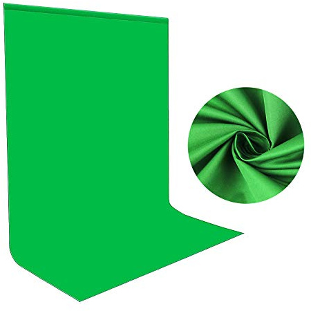 Green Screen Fotohintergrund 1,5x2m, Bonvvie Faltenresistenter Fotografie Hintergrund Grün Chromakey Musselin Hintergrund für Photo Video Studio, Fernsehen, Zoom, YouTube, Online-Meetings