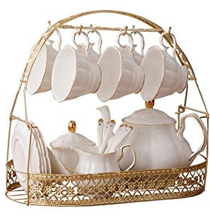 Servicio de Té para Adultos Tetera cerámica con remojo de acero inoxidable removible Estante de almacenamiento estilo moderno estilo de té de lujo adecuado para flor de café y té de fruta Juego de Té