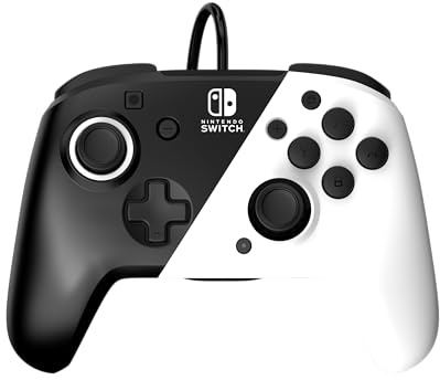 PDP Gaming Faceoff Deluxe+ Wired Switch Pro Controller - Black and white - Officially Licensed by Nintendo - Customizable buttons and paddles - Ergonomic Controllers