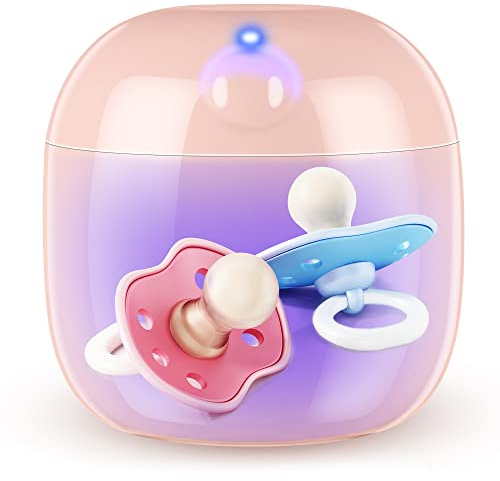 Qualirey Portable Pacifier Disinfection, Mini UV Light Disinfection, 99.99% Disinfection in 3 Mins, USB Rechargeable, Mini UVC Disinfection Box for Baby Pacifier, Bottle Nipples, Teethers (Pink)