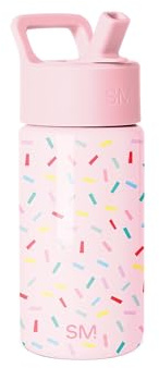 Enkel modern vattenflaska för barn med sugrörslock | Isolerat rostfritt stål återanvändbar glas för småbarn, flickor | Summit Collection | 14 oz, konfetti