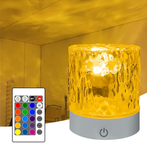 YATOSEEN Vattenvågor lampa, 16 färger roterande dynamiska vågor takprojektion stämningsljus med touch-knapp och fjärrkontroll för sovrum/fest