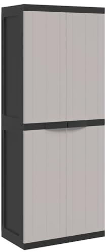 vidaXL Armario de Almacenaje Exterior, Armario con Cerradura, Almacenamiento de Herramientas, Armario para Jardín Terraza, PP Gris y Negro