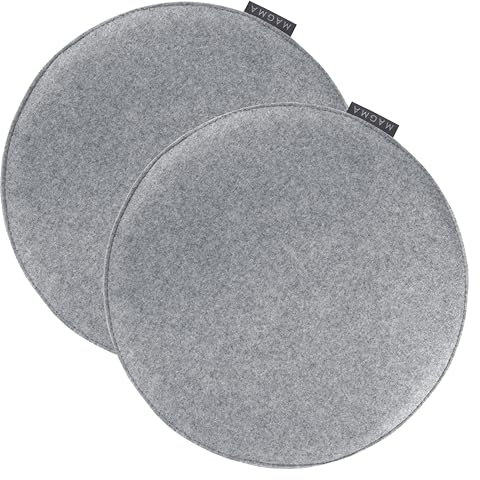 MAGMA AVARO Stuhlkissen/Sitzkissen 2er Set für Indoor und Outdoor, Öko-Tex Siegel, waschbar bis 30°C, 2 Stück, 35x35cm, Grau