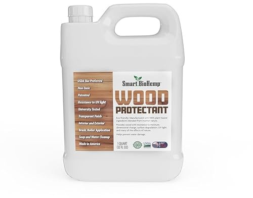 Smart BioHemp Plant-Powered 1-Quart Protectant, Protects Wood from Water & UV Rays, Penetrating Wood Treatment for Outdoor and Indoor Furniture, Marine, and Decking, 75-100 Sq. Ft of Coverage