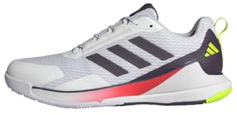 adidas Uomo Novaflight 2 Indoor Shoes, Cloud White/Aurora Met. / Aurora Plum, 43 1/3 EU