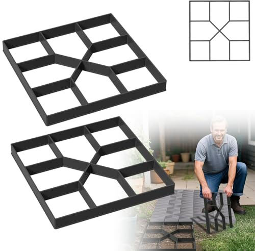 UISEBRT Mattoni per pavimentazione, forma quadrata per calcestruzzo, cemento, per il fai da te, per il fai da te, giardino, sentieri, persone, 40 x 40 x 4 cm, 2 pezzi