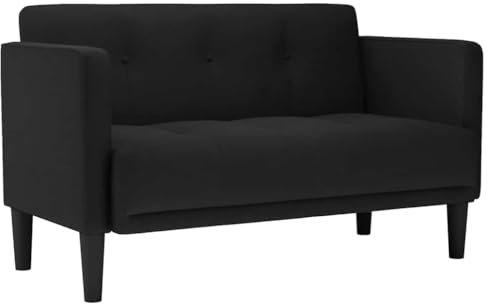 vidaXL Zweisitzer-Sofa Schwarz 111 cm Stoff, Zweiersofa, Sofa, gepolstertes Sofa, 2-Sitzer-Sofa, Couch, Polstersofa, Lounge Sofa, Wohnzimmersofa