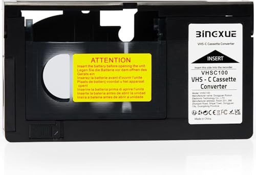 Bingxue VHS-C Cassette, SVHS VHS-C to VHS to Digital Converting for VCR Player, Video Cassette Player, Motorized VHS for Tape Collectors and Home Video Capturer