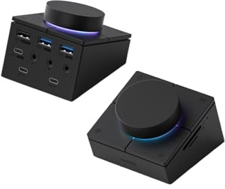 Hagibis Knob USB C Hub with Shortcut Buttons, RGB Type-C Docking Station with 5Gbps USB-C, 2 USB3.0, 3.5mm Jack, SD/Micro SD3.0, USB2.0 for MacBook iPad Pro Laptop (Black AG)