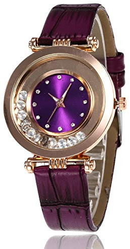Modern rullande sandklocka ultratunn kvartsklocka for kvinnor, lätt lyxklocka, presentklockor(Plum red)