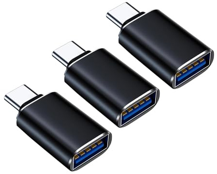 Winhuey 3 Pcs Black USB to Type-C Converter, USB C Adapter, USB-A Female to USB-C Male Adapter
