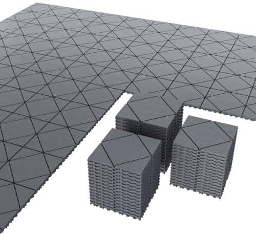 Airsell Interlocking Deck Tiles | Plastic Outdoor Flooring for Patio, Garden & Balcony | Waterproof & All-Weather | Anti-Slip Surface (Dark Gray DPTK-44 Pcs (44 Sq Ft))