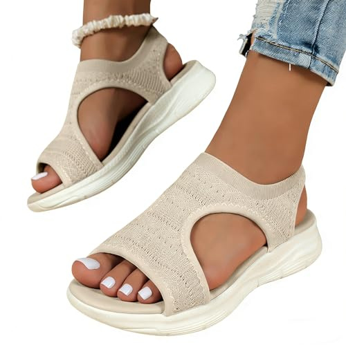 Sobzia Sandali Donna Estive Ortopedici con Zeppa Comodi Eleganti Sandalo Mesh Antiscivolo Lavabili Scarpe Estivo Morbida Punta Aperta Ciabatte Ortopediche Leggero Sportivi 35-43